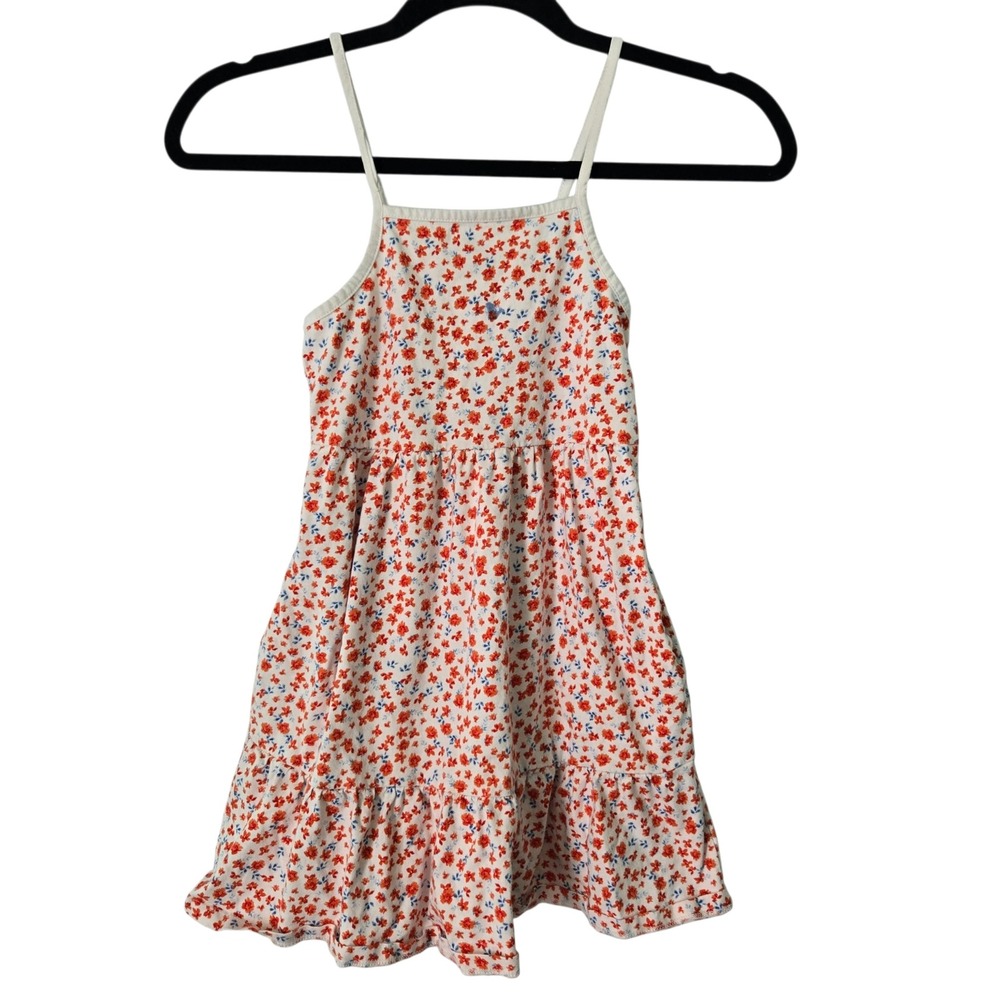 Old Navy Girls S 6-7 Orange Floral Cami Dress Cottagecore, Picnic, Summer, Sun